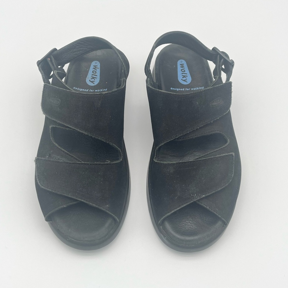 Wolky Nimes 2 Strap Adjustable Walking Sandals Black Nubuck comfy capsule 6.5 37 - Picture 2 of 7